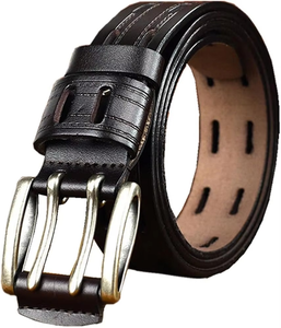 Cinturón de cuero de vaca informal de alta moda para hombre con hebilla de aleación occidental Aspecto atractivo simple al mejor precio - Product Image 3