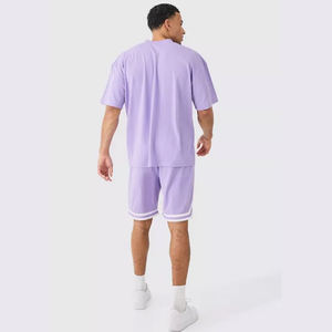 Conjunto de ropa deportiva de baloncesto para hombre de alta calidad OEM, 2 uds., Camiseta con cuello en V, pantalones cortos, logotipo personalizado, Media manga, sublimación elástica suelta - Product Image 5