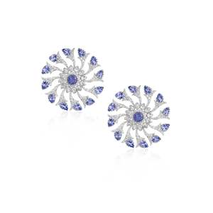 Aros de Flores Chapados en Oro con Diamantes y Perlas para Bodas y Fiestas - Product Image 1
