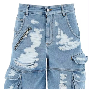 Nouveauté Short en jean déchiré de haute qualité pour hommes et Shorts en jean à broderie décontractée avec logo personnalisé - Product Image 1