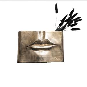 Vase à fleur de coulée d'aluminium de vente entière de style de conception de visage avec le dessus de table de finition argentée - Product Image 2