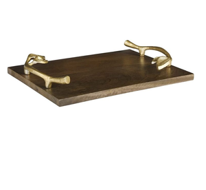 Plateau de service en bois personnalisé pour servir des collations et des boissons Plateau de service rectangulaire en bois de haute qualité - Product Image 1