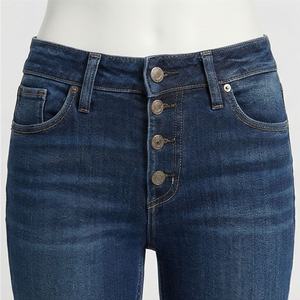 Pantalon skinny en denim à taille haute pour femme, couleur personnalisée, imprimé, bouton, coton respirant, pantalon crayon, jeans, streetwear élégant - Product Image 4