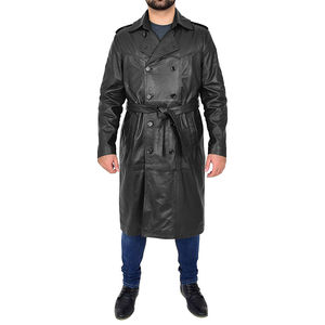 Quantité minimale de commande bas fabriqué en usine manteau en cuir surdimensionné pour hommes 100% haut de haute qualité couleur unie hommes vêtements d'hiver Long manteau - Product Image 1