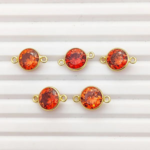 Gold Plated 925 Sterling Silver <b>Garnet</b> CZ Round Bezel Connector Charms Jewelry Making Link Cz Charm Bulk Wholesale Suppliers - Product Image 2