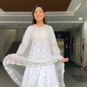 Diseñador de tela de alta calidad, exclusivo nuevo Georgette pesado con Bordado de hilo, traje de trabajo con parte superior de estilo completo y Sharara - Product Image 1