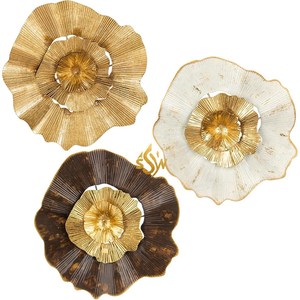 Atractivo arte de pared Hierro Metal Diseño floral Color dorado y blanco Decoración para el hogar Arte colgante de pared a precio competitivo - Product Image 1