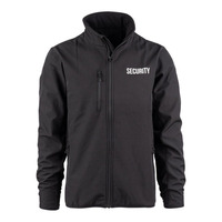 Veste Softshell Noire de Sécurité pour Homme Coupe-Vent avec Fermeture Éclair Coupe Classique Logo Avant Poches Vêtements d'Extérieur