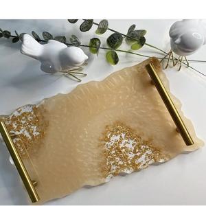 Plateau unique en résine motif artistique luxueux idéal pour la décoration élégante de la maison ou les célébrations festives. - Product Image 6