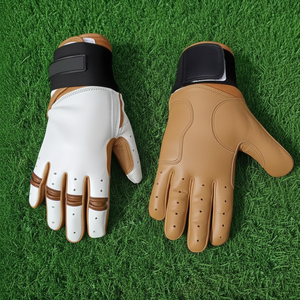 Gants de frappe de baseball haut de gamme en cuir de vachette professionnel, gants de softball avec logo personnalisé, rembourrage antidérapant, ambidextres, fermeture auto-agrippante - Product Image 4