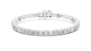 Bracelet tennis en argent 925 pour femme, diamant de laboratoire taille émeraude certifié IGI, bijoux fins classiques pour mariages et soirées, blanc - Product Image 4