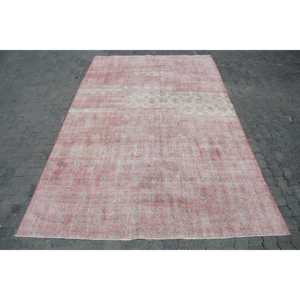 7.1x10.5 ft Rug, Turkish Vintage Rug, <b>Red</b> <b>Wool</b> Rug - Product Image 1