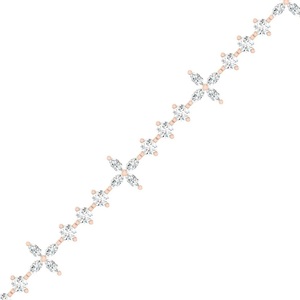 Bracelet en or rose 10 carats avec de petits diamants ronds cultivés en laboratoire au design moderne pour la mode féminine - Product Image 2