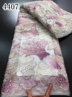 4407 Tissu de dentelle de luxe perlé et brodé, style Guatemala, avec paillettes et tulle, pour robe de mariée et de soirée, prix usine, très demandé