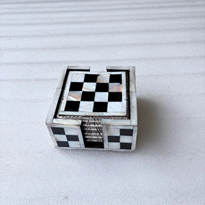 Ensemble de dessous-de-verre de luxe en nacre, dessous-de-verre faits à la main en nacre, dessous-de-verre ronds en nacre pour table - Product Image 1