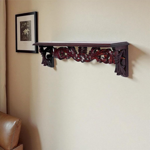 Étagère murale décorative sculptée à la main pour le salon et la décoration de patio, étagère murale décorative en bois faite à la main, pré-assemblée, décoration d'intérieur - Product Image 2