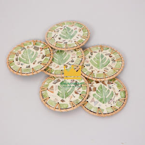 ที่รองแก้วอนุรักษ์สิ่งแวดล้อมทำด้วยมือจากหวายธรรมชาติเวียดนามที่มีหินสีสันสดใสสำหรับรับประทานอาหารโต๊ะน้ำชาหรือให้เป็นของขวัญ - Product Image 4