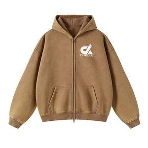 Sudadera con cremallera personalizada Unisex Boxy Zipper Blanks 450 Gsm Sudadera con capucha 100% algodón Heavyweight Fleece recortada Hombres Zip up Sudaderas con capucha para hombres - Product Image 1