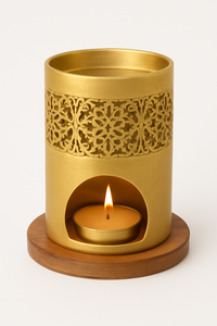 Bougeoir en métal bronze antique avec design perforé pour chauffe-plat accessoire de maison élégant pour article de mariage pour la saison d'automne - Product Image 4