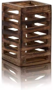 Porte-crayon en bois fabriqué à la main organisateur pour bureau d'école maison ou bureau par artisanat croissant - Product Image 3