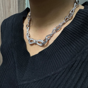 Collar Infinito Trenzado de Diamantes de Laboratorio de 15.5ct para Mujer, Elegante, 16 Pulgadas, Oro de 14K, Claridad E VS, Chapado en Rodio, Moderno y Fino - Product Image 4