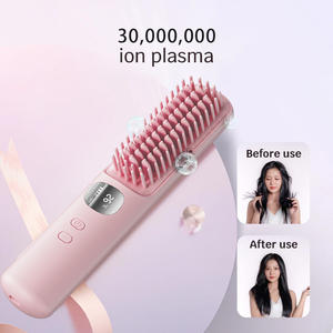 Sisir Pelurus Rambut Nirkabel Portabel <span class=keywords><strong>Dr</strong></span>.Flash dengan Layar Temperatur, Sikat Pelurus Ionik untuk Rambut Halus - Product Image 1