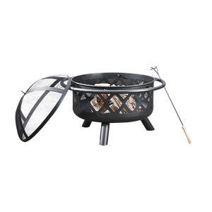 Modern Outdoor Wood Firepit <b>Table</b> Metal Fire Pit for Backyard Garden Heater Wood Burning Firepit with Log Store Shelf FP002 - Product Image 2