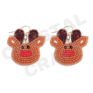 Boucles d'oreilles perlées de Noël de style vintage pour femmes patriotique Orange blanc bleu couleur pour mariage et jour commémoratif - Product Image 2