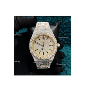นาฬิกาสแตนเลสสตีลหรูหราคุณภาพสูงสำหรับผู้ชายนาฬิกากลไกจักรกล VVS Moissanite ประดับเพชร - Product Image 1