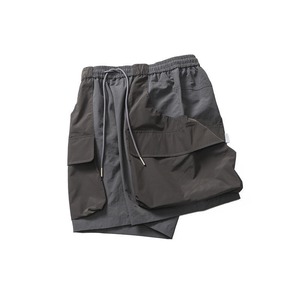 Pantalones cortos informales de cintura media, transpirables, antiarrugas, impermeables, elásticos, con cierre de cintura, tejido Cargo, pantalones cortos con logotipo personalizado para hombres - Product Image 3