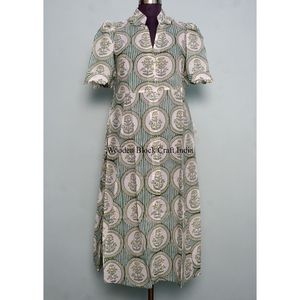 Robe en coton indien à imprimé floral, robe boutonnée, robe de chambre pour femme, robe décontractée, robe imprimée pour femme, manches courtes, longueur longue - Product Image 1