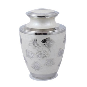 Nouveau design d'urne funéraire artisanale écologique en métal aluminium Décoration de la maison en laiton Décoration florale à feuilles dorées - Product Image 6