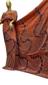 Tela de Poliéster Elegante y Ecológica de Alta Calidad para Blusa Africana George, con Flecos de Cuentas y Bordado para Vestimenta Tradicional - Product Image 2