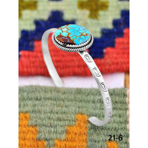 Southwest Handmade No.8 Fashion <b>Cuff</b> <b>Bracelet</b> Turquoise & Sterling <b>Silver</b> Elegant & Stylish - Product Image 2