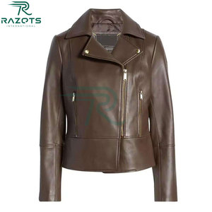 Razorts International Women Genuine Sheepskin Leather Jacket Zipper Closure Winter Outerwear Regular Fit Full Sleeve - Product Image 5