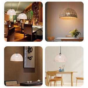 Lámpara colgante para interiores moderna y rústica hecha a mano con luz de techo de mimbre natural Pantalla de ratán tejida a mano para uso en interiores - Product Image 6