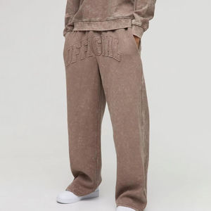 Pantalons de survêtement de sport pour hommes, légers, unis, teints en blanc, logo personnalisé, coupe ample - Product Image 1