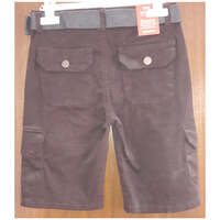 Shorts cargo pour enfants - Spandex/Coton, teint uni, imprimé, avec ceinture à anneau en D et poche à rabat boutonnée, fabriqué au Bangladesh, en stock