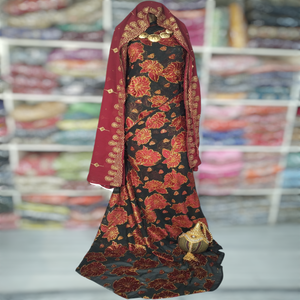 Collection de mariage classique, robe luxueuse en jacquard de soie 100% avec des perles, design floral Fransawi Dirac pour filles, spéciale - Product Image 1