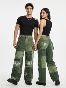 Trendy Fashionable <b>Winter</b> Autumn Patchwork Cargo <b>Jeans</b> Pants Wide Leg Streetwear Multi Pocket Utility Casual Denim Pants - Product Image 6