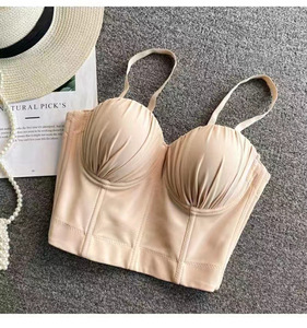 Europe <span class=keywords><strong>et</strong></span> états-unis femmes nouveau corset plissé sous-vêtements petit licou couleur unie <span class=keywords><strong>mince</strong></span> mode poitrine petit gilet - Product Image 4