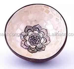 HOT SELLING Factory Supplier Dinner Table Set Mother of pearl Coconut shell bowls Serving Bowl with color Space - CB02