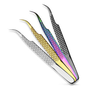 Pince à épiler d'extension de cils d'isolation en acier inoxydable multi-ensemble de qualité professionnelle revêtement de Plasma arc-en-ciel incurvé droit - Product Image 5