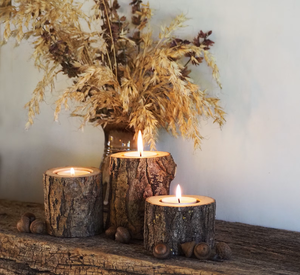 เชิงเทียนไม้สำหรับตกแต่งลวดลายแกะสลักด้วยมืออันเป็นเอกลักษณ์สำหรับบ้านไร่และของตกแต่งโบฮีเมียน - Product Image 4