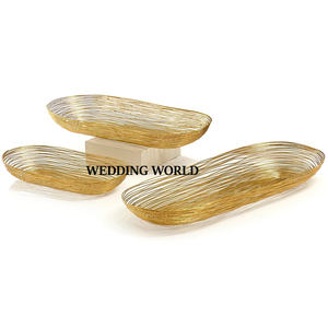 <b>Metal</b> Set of Three Chocolate Tray Round Shape Tabletop Designer Chocolate Platter Classic Stylish Fancy Chocolate Tray - Product Image 2