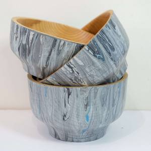 Bol à fruits rond en bois de résine/acacia avec base imprimée bol naturel artisanat mélange de salade et bol à soupe personnalisé - Product Image 4