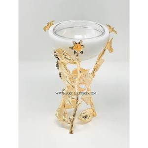 Blanc Marbre Maison Oud Brûleur De Luxe Qualité Or Poli Feuille Conception Support En Métal Verre Transparent Brûleur D'encens Prix Le Plus Bas - Product Image 1