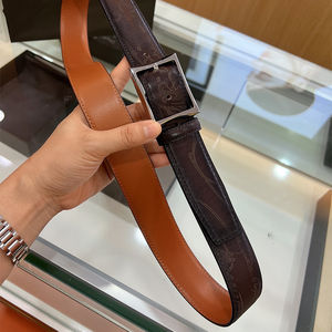 Ceinture en cuir pour homme, vente en gros d'usine, motif décoratif tendance, ceinture de taille avec boucle à ardillon, cuir véritable respirant - Product Image 2