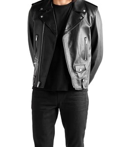 Veste en cuir de style motard faite à la main pour hommes pour l'hiver, chaude et coupe-vent - Product Image 5