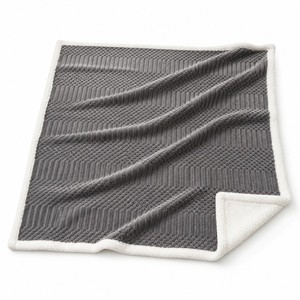 Manta de sofá de Polonia, color gris suave, textura de palomitas de maíz, forro de sherpa, entrega rápida en la UE - Product Image 5